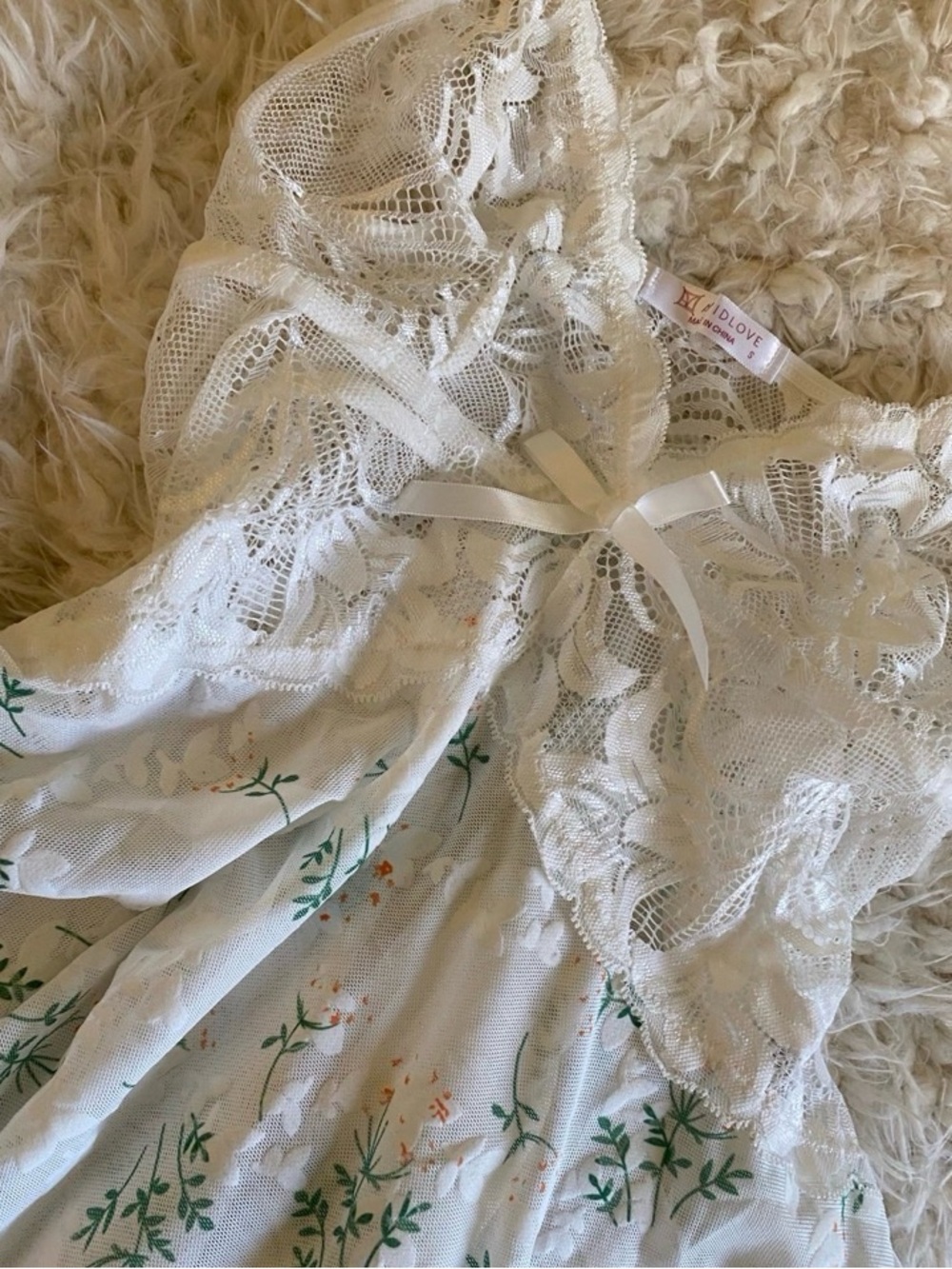 Ivory Floral Lace Trim Chemise Nightdress